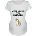 thumbnail image 1 of We're Hoping It's a Unicorn White Maternity Soft T-Shirt - Small, 1 of 1