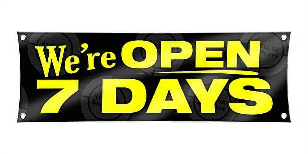 We're Open Banner (1ft X 3ft) Sign Display Business Hours Flag Schedule Colorful Vinyl Print
