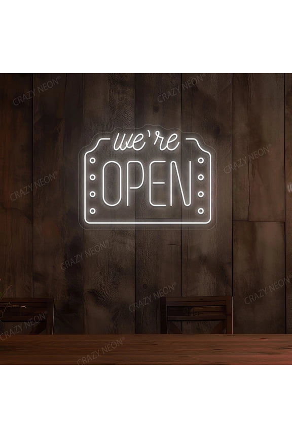 We're Open Sign Box Shape (Yellow, 30"(W)x22.5"(H))