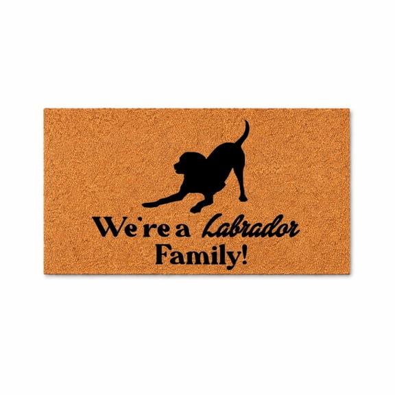 We’re A Labrador Family! Doormat, Labrador Dog Silhouette Welcome Mat, Outdoor Entryway Door Mat (16x24 inches) WoodByStu 5334
