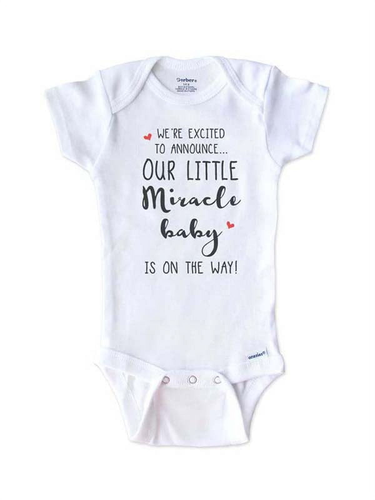 We're excited to announce Our Little Miracle baby is on the way - surprise onesie birth pregnancy announcement - White 0-3 Months