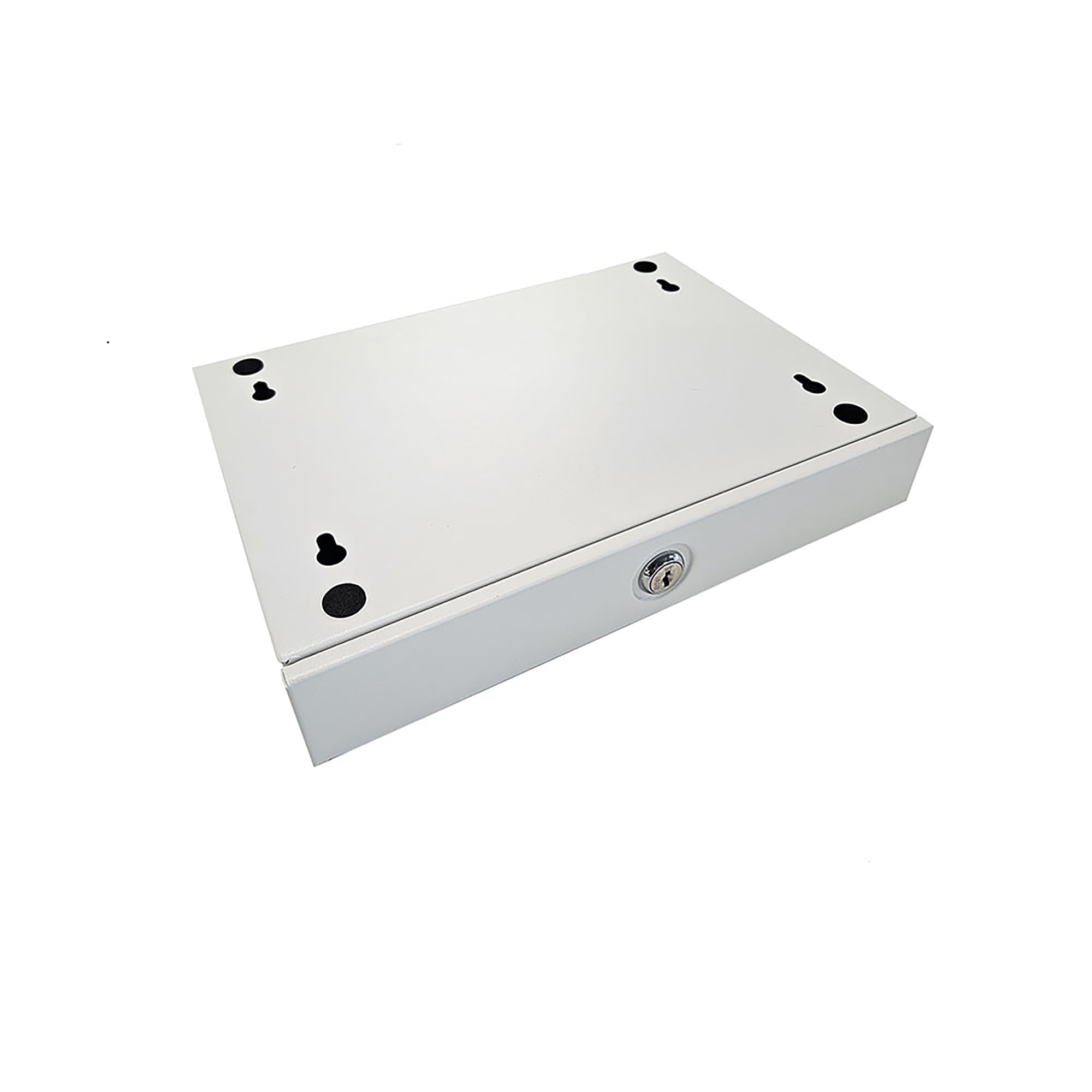 Under Desk Drawer - Locking Metal Storage Drawer with Key, Hidden Under-Surface Mount for Office Supplies & Valuables (White)