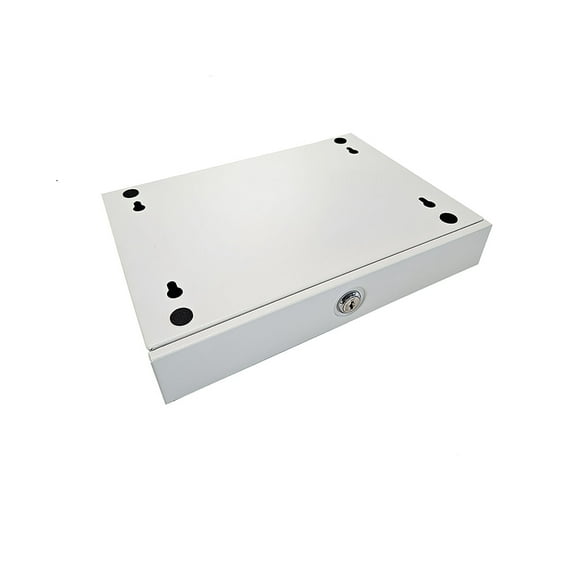 Under Desk Drawer - Locking Metal Storage Drawer with Key, Hidden Under-Surface Mount for Office Supplies & Valuables (White)