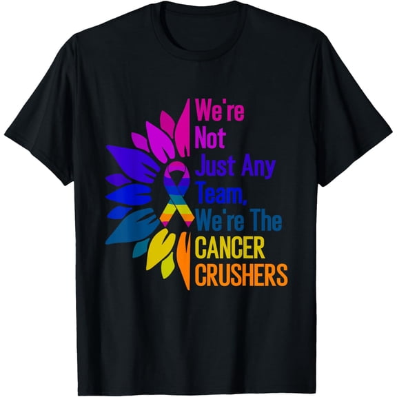 We're the CANCER CRUSHERS. Oncology Team. Oncology Nurse T-ShirtMen and women, Black T-shirt, size: Extra large