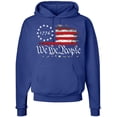 thumbnail image 1 of We the People 1776 USA Vintage Flag Hooded Sweatshirt Distressed US Pride Patriotic Warm Pullover Hoodie (RoyalBlue, 5X-Large), 1 of 15