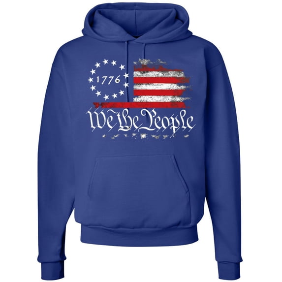 We the People 1776 USA Vintage Flag Hooded Sweatshirt Distressed US Pride Patriotic Warm Pullover Hoodie (RoyalBlue, 5X-Large)