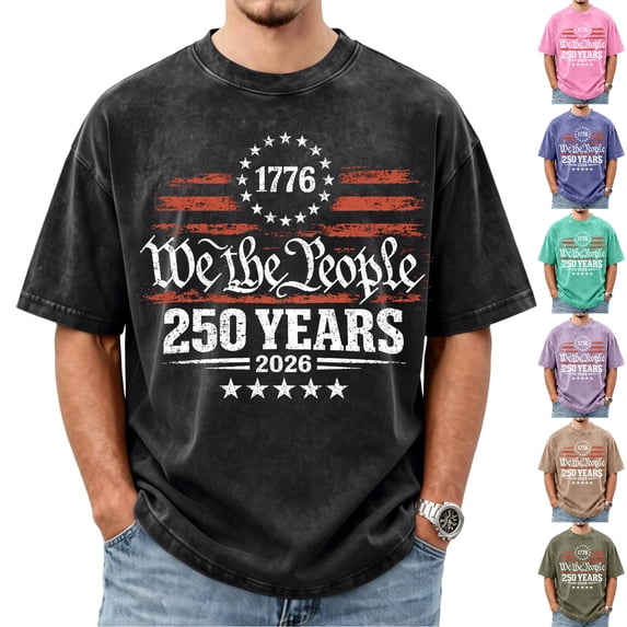 We the People 250 Anniversary USA Shirts for Men, 250 Year Birthday 1766-2026 Men Shirts, 4th of July Shirt Independent Day Mens Tops Army Green L