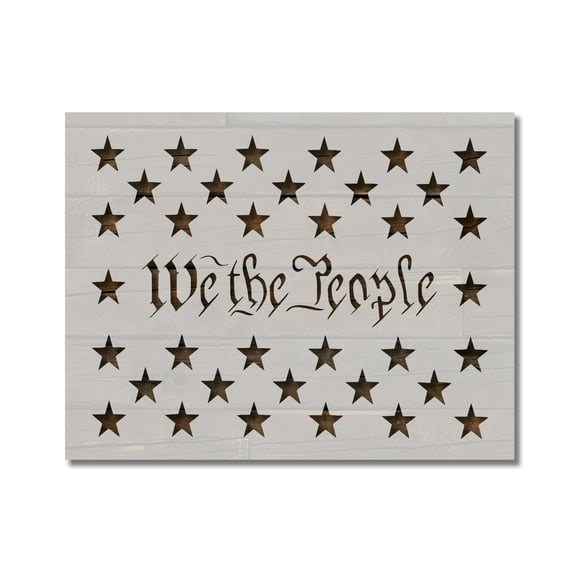 We the People American Flag Star Union Stencil Template Reusable 11 x 8.5 Inches for Painting on Walls, Wood, Etc. By Stencilville