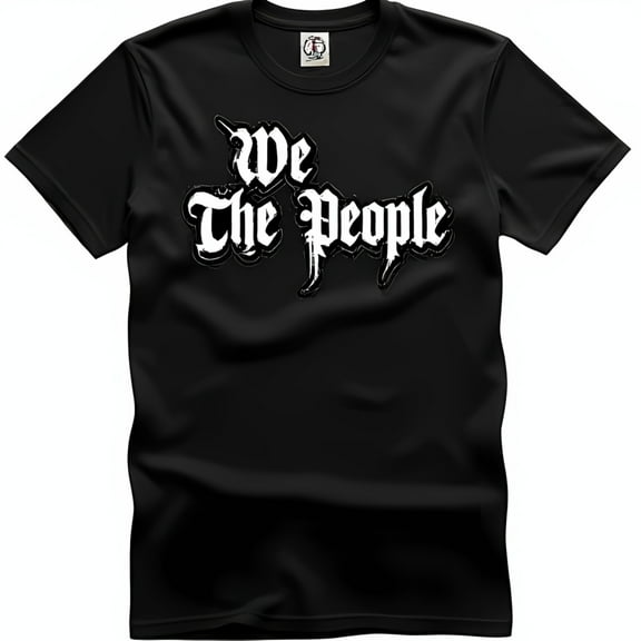 We the People Black T-Shirt Bold Graphic Design with Effect & Short Sleeves