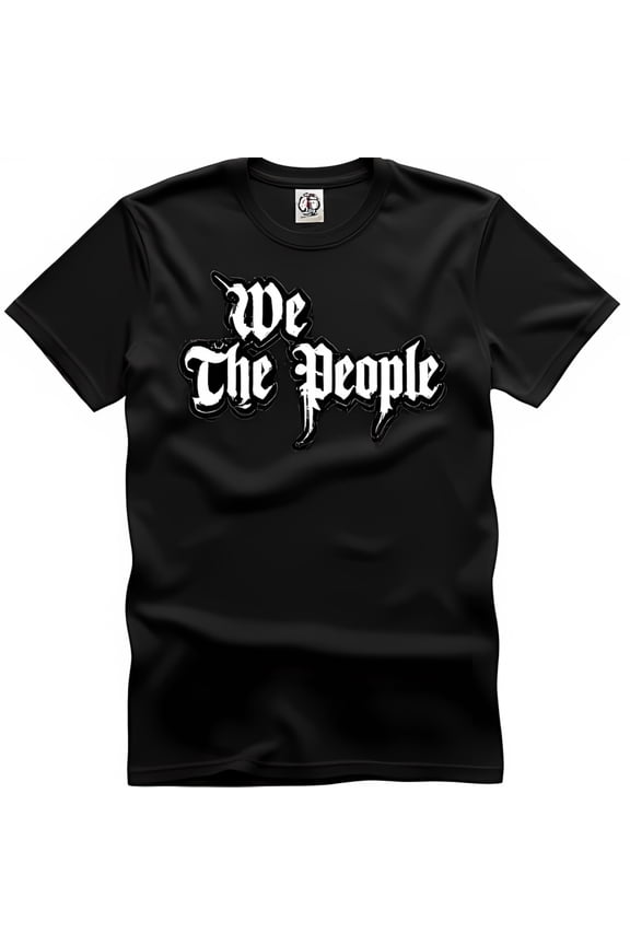 We the People Black T-Shirt Bold Graphic Design with Effect & Short Sleeves