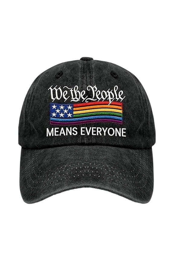 We the People Means Everyone Hat, 2026 New Embroidered Gay Pride Month Baseball Cap, Adjustable Vintage Hat for Men Women, Black