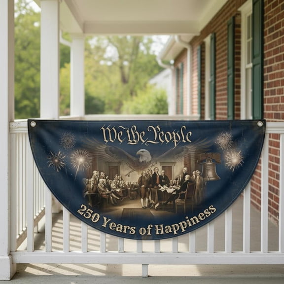 We the People Pleaing Bunting Flag, America 250th Anniversary Semicircle Flag, 1776-2026 Patriotic USA Independence Decor, 4th Of July Gift 18x36in