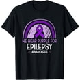 thumbnail image 1 of We wear Purple ribbon for epilepsy awareness, month T-Shirt mens t hirt men，black，women，misfits，journey ，boys, 1 of 4