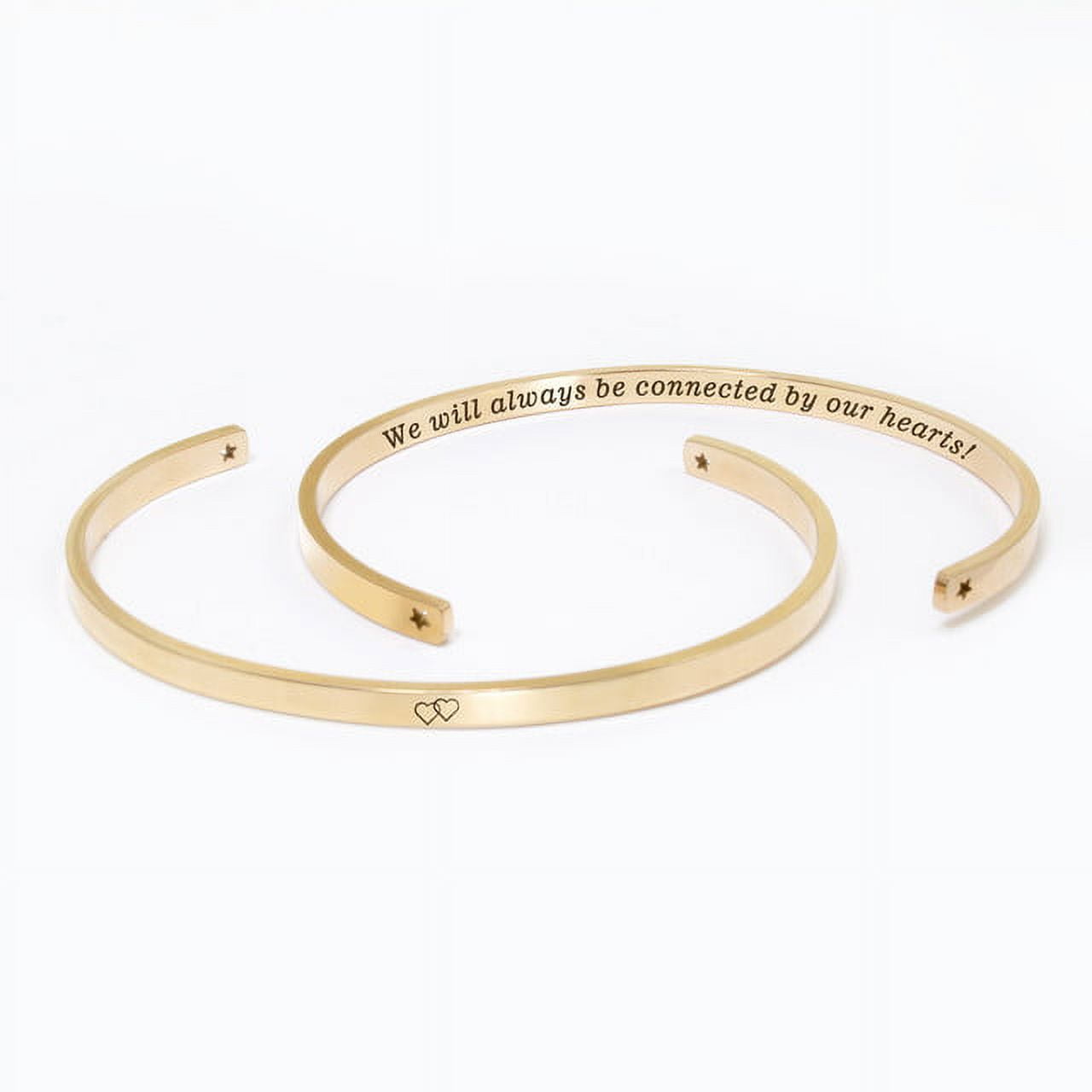 "We will always be connected…" Adjustable Rose Gold Stainless Steel Cuff Bangle Mother's Day Gift Set