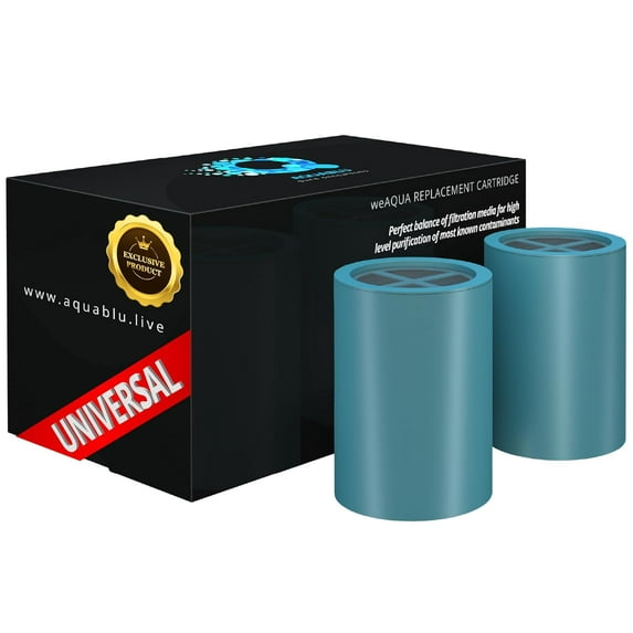 WeAQUA Premium Replacement Cartridge 2 Pack – Advanced Removal System for Hard Water, Chlorine, Fluoride & Heavy Metals – Universal Fit Shower Filter