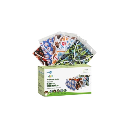 WeCare 3-ply Disposable Face Masks Kids Assorted Sports Designs 50/Pack (WMN100080)