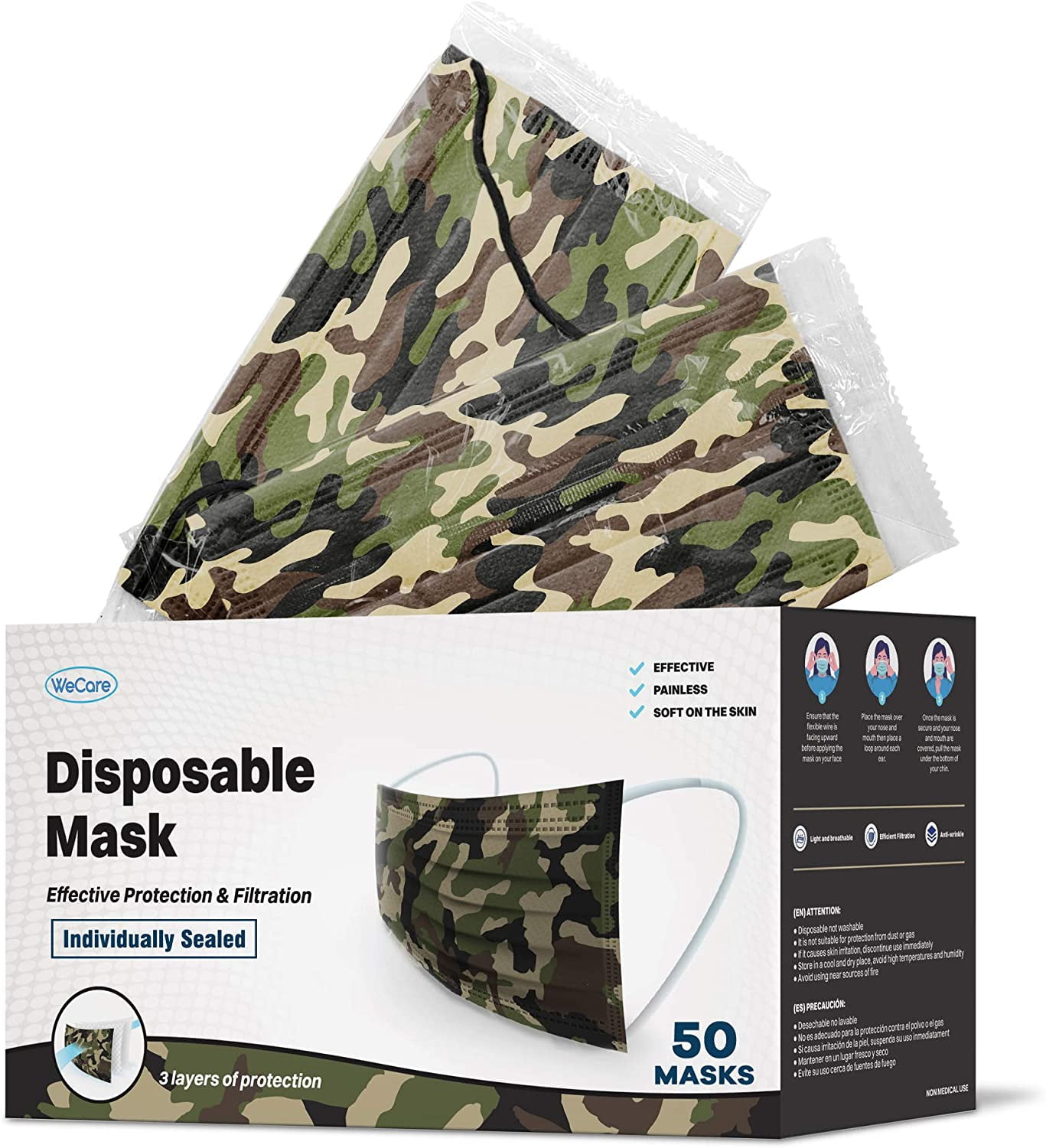 camo disposable face mask