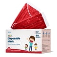 thumbnail image 1 of WeCare Disposable Face Mask, 3-Ply with Ear Loop (50 Individually Wrapped) - For KIDS - Red, 1 of 9