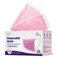 thumbnail image 1 of WeCare Disposable Face Mask, 3-Ply with Ear Loop (50 Individually Wrapped) - Hot Pink, 1 of 8