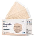 thumbnail image 1 of WeCare Disposable Face Mask, 3-Ply with Ear Loop (50 Individually Wrapped) - Nude / Peach, 1 of 8