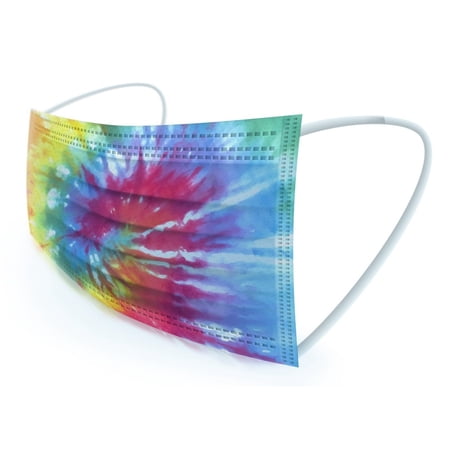 WeCare Disposable Face Mask, 3-Ply with Ear Loop (50 Individually Wrapped) - Tie Dye