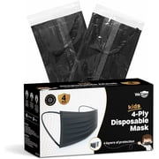 WeCare Disposable Face Mask, 4-Ply with Ear Loop (50 Individually Wrapped) - For KIDS - Black