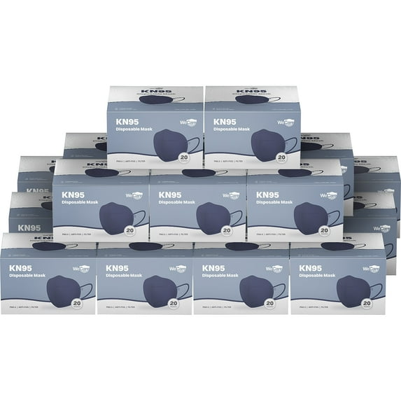 WeCare Disposable KN95 Face Mask Adult Navy 20 Masks/Box 50 Boxes/Pack (TBN203233)