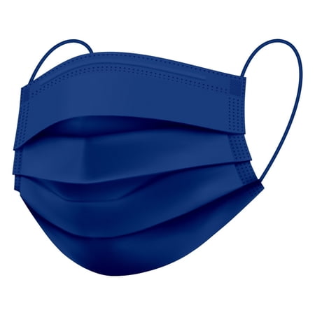 WeCare Face Masks - Box of 50, 3-Ply, Individually-Wrapped - Navy Blue