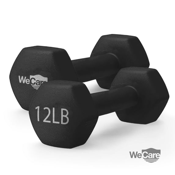 WeCare Fitness, 12lb Neoprene Dumbbell, Pair - Black