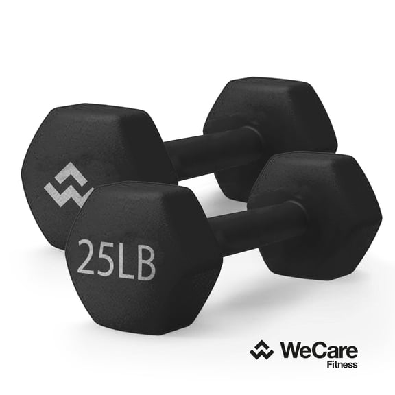 WeCare Fitness, 25lb Neoprene Dumbbell, Pair - Black