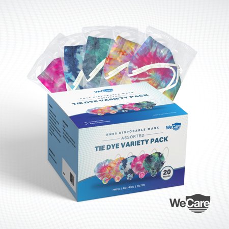 WeCare Protective Disposable Face Mask, 5-Ply Layer (20 Individually Wrapped) - Tie Dye