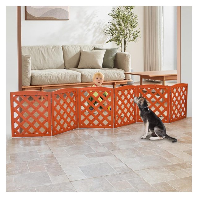 WeCcQuue Foldable Indoor Dog Gate for House Freestanding Folding Dog