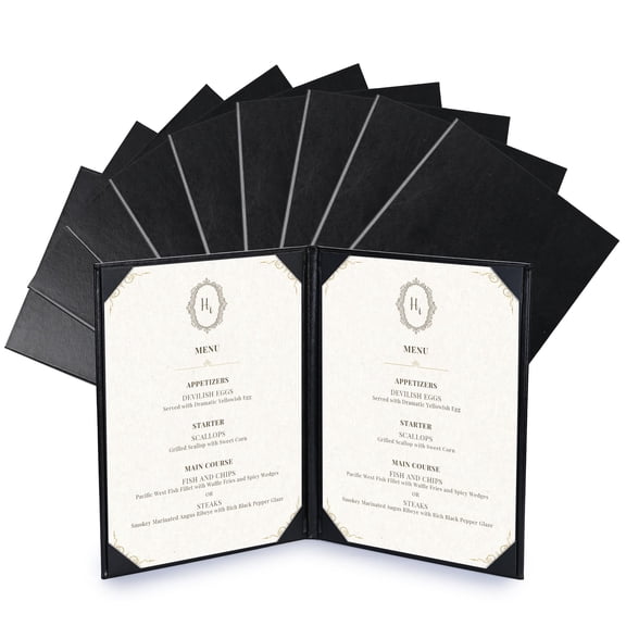 WeChef 10 pack 8.5"x11" Restaurant Menu Book Covers 2 View PU Leather w/ Angled Corner Wine List Bar Hotel