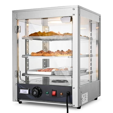 WeChef 15" Commercial Countertop Food 3-Tier Pizza Warmer with LED Adjustable Lighting Food Heater Display Case Stainless Steel for Buffet Restaurant Pizza Display Case