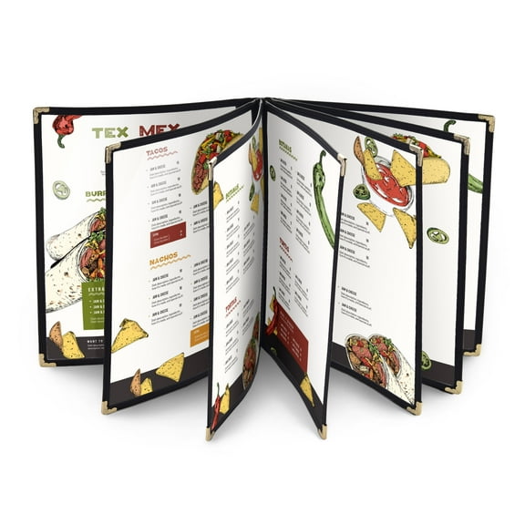 WeChef 20 Pack Restaurant Menu Covers 8.5 x 11 Book Style 7 Pages 14 Views Black