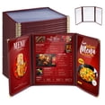 thumbnail image 1 of WeChef 30 pack 8.5"x11" Restaurant Menu Book Covers 3 Page 6 View Book Style for Cafe Hotel Bar Burgundy, 1 of 10