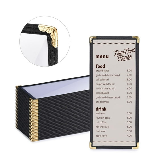 WeChef 30 pack 4.25"x11" Restaurant Menu Book Covers 1 Page 2 View Single Page Wine List for Cafe Hotel Bar Black
