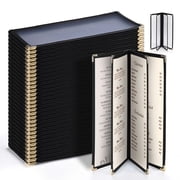 WeChef 30 pack 4.25x11 Restaurant Menu Book Covers 4 Page 8 View Book Style for Cafe Hotel Bar Black