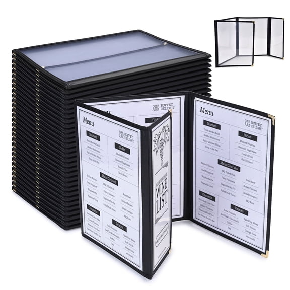 WeChef 30 pack Restaurant Menu Book Covers Trifold & Half Style 8.5"x11" 3 Page & 4.25x11" 1 Page Drink Wine List