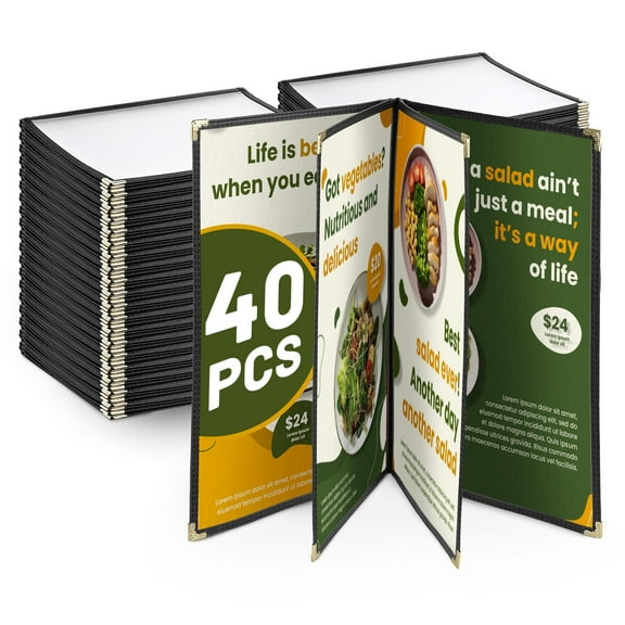 WeChef 40 Pack Restaurant Menu Covers 8.5 x 11inch Book Style 4 Pages 8 Views