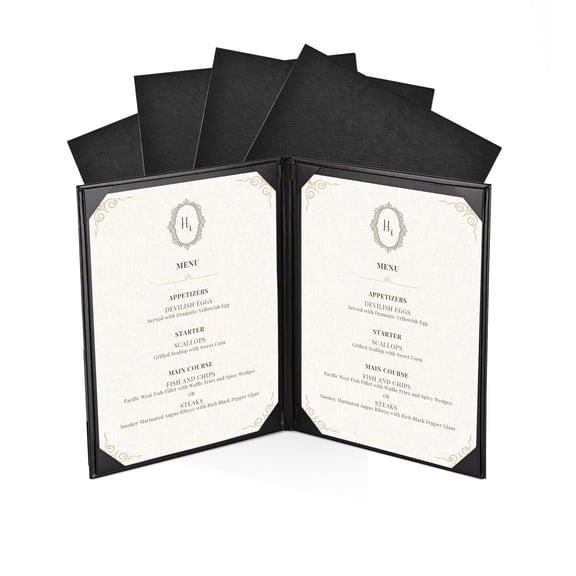 WeChef 5 pack 8.5"x11" Restaurant Menu Book Covers 2 View PU Leather w/ Angled Corner Wine List Bar Hotel