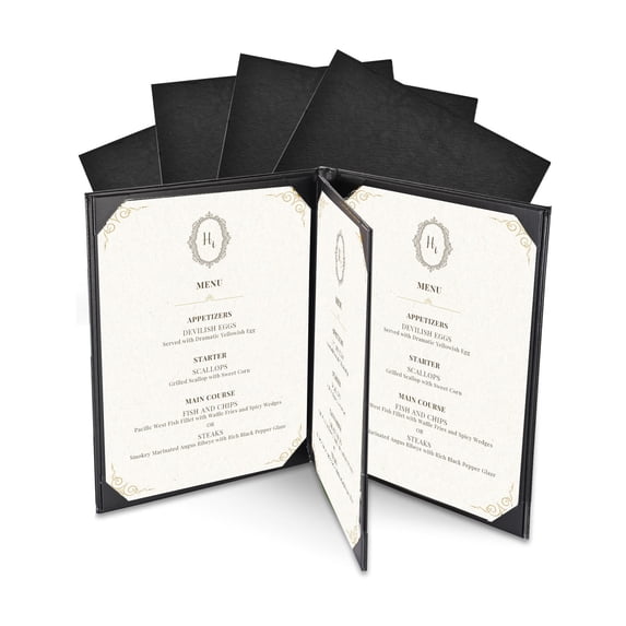 WeChef 5 pack 8.5"x11" Restaurant Menu Book Covers 4 View PU Leather w/ Angled Corner Wine List Bar Hotel