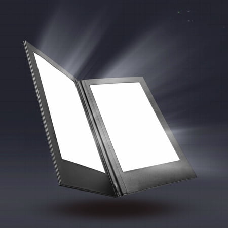 WeChef LED Back Lit Light Menu Holder Cover Folding Double Panel Fits 8"x14" Paper for Hotel Club
