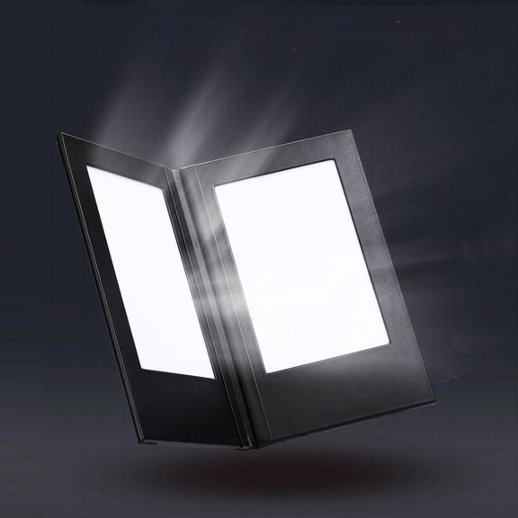 WeChef LED Backlit Menu Holder Cover Folding Double Panel Fits A5 Size 5.8"x8.3"
