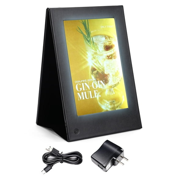 WeChef LED Backlit Menu Holder Cover Table Tent 2 Panel Fits A5 Size 6.3"x9.4"