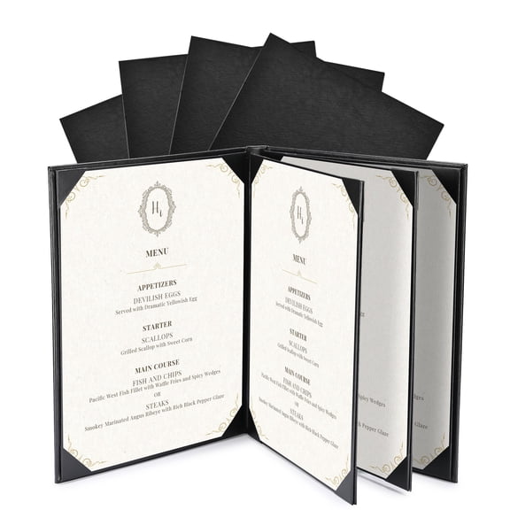 WeChef 5 pack 8.5"x11" Restaurant Menu Book Covers 6 View PU Leather w/ Angled Corner Wine List Bar Hotel