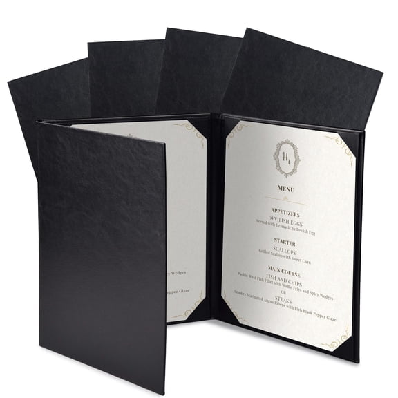 WeChef Restaurant Menu Covers 8.5x11" Trifold 3 View PU Leather with Angled Corners for Wine List Bar Hotel 5 Pack
