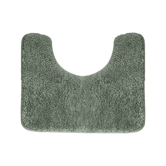 WeDecorBay Bathroom Rug U Shaped Floor Mat Thick Microfiber Absorbent Quick Dry TPR Backing Rug for Toilet Entryway Indoor Use 19.69×19.69 Inch Army Green