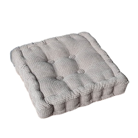 WeDecorBay Chair Cushion Square Corduroy Thick Handmade Cushion Stitch Fixed Floor Pad for Tatami Chair Reading Board Game Rest Use Gray