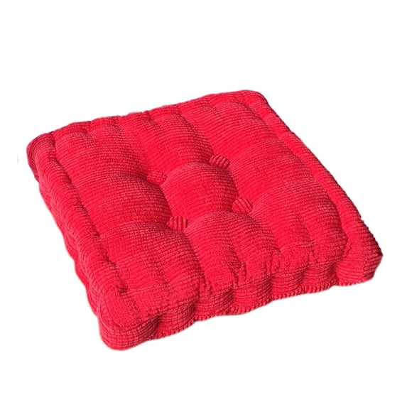 WeDecorBay Chair Cushion Square Corduroy Thick Handmade Cushion Stitch Fixed Floor Pad for Tatami Chair Reading Board Game Rest Use Red